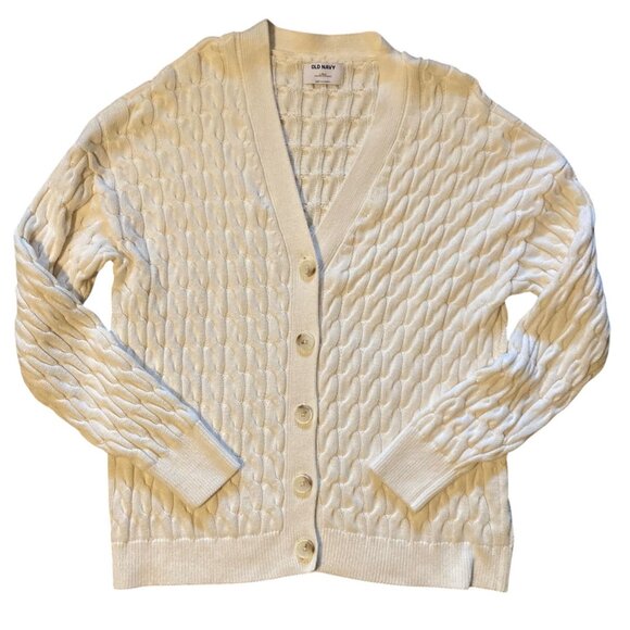 Women's OLD NAVY Oversized Slouchy Cable-Knit Cardigan Sweater IVORY Large Tall - Picture 1 of 1